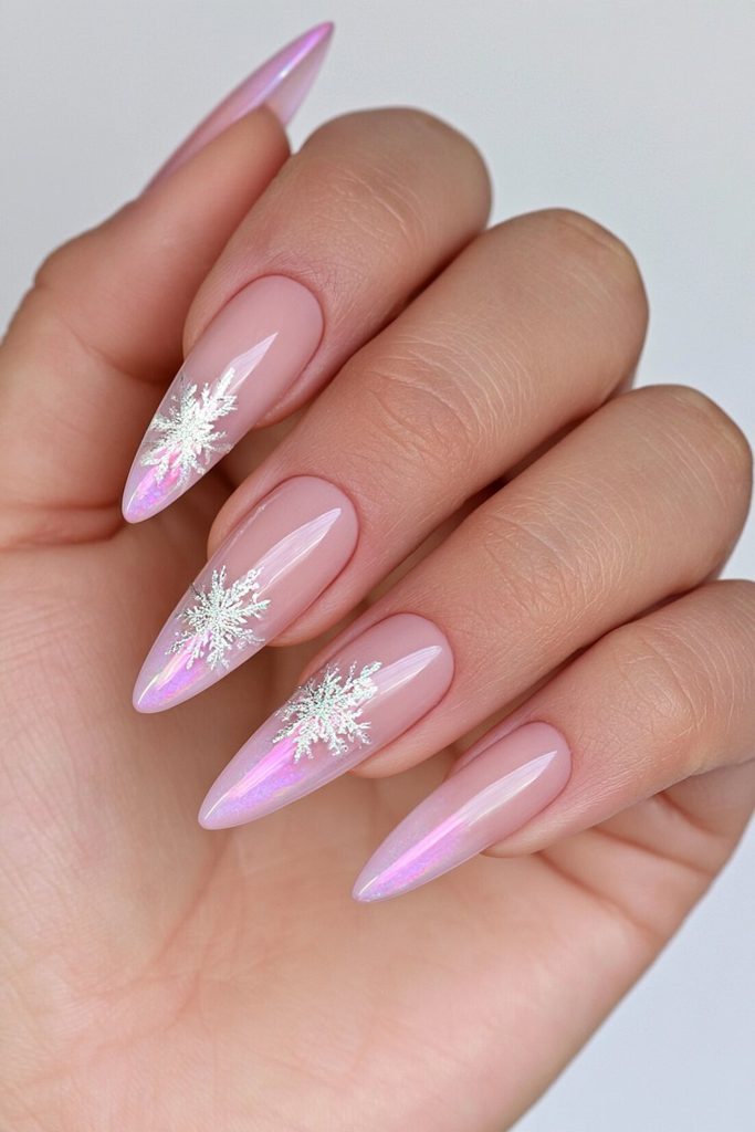 Snowflake Chrome French Tip Nails Snowflake Chrome French Tip Nails β Winter Chrome Nails