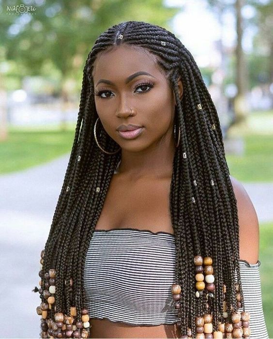 Black Coily Box Braids with Beads Black Coily Box Braids with Beads β Winter Braided Hairstyles
