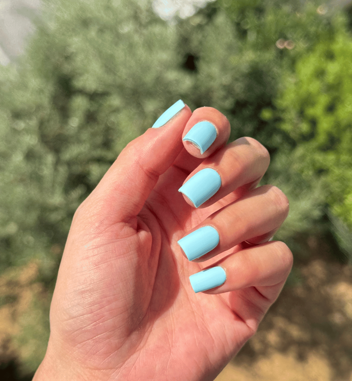 Vibrant Matte Sky Blue Short Square Nails — Short Winter Nails
