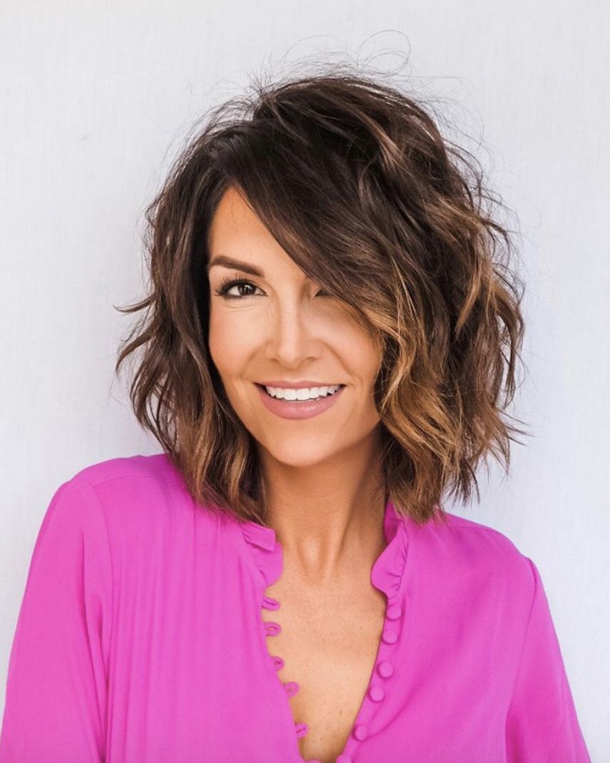 Chin-Length Layered Bob With Side Bangs Chin-Length Layered Bob With Side Bangs β Winter Haircuts for Square Faces