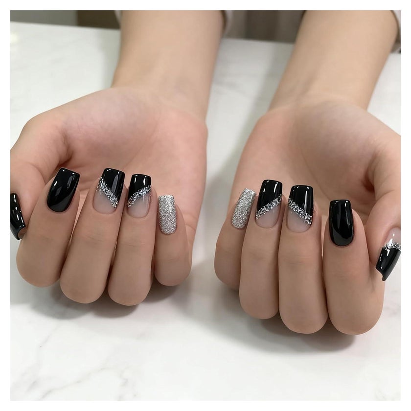 Glossy Glitter Visual Idea — New Years Press On Nails 2027