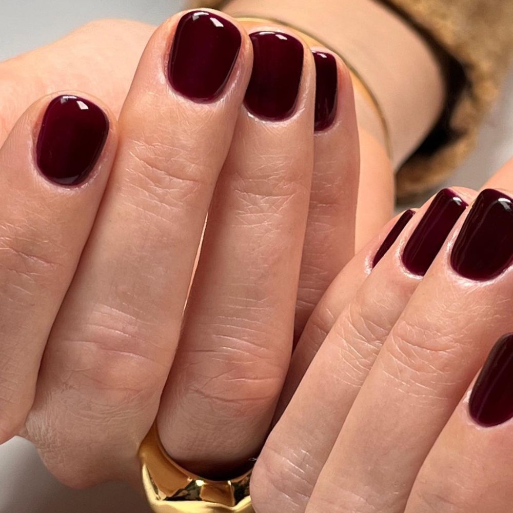 Short Square Deep Burgundy Black Gloss Short Square Deep Burgundy Black Gloss β Black Cherry Nails
