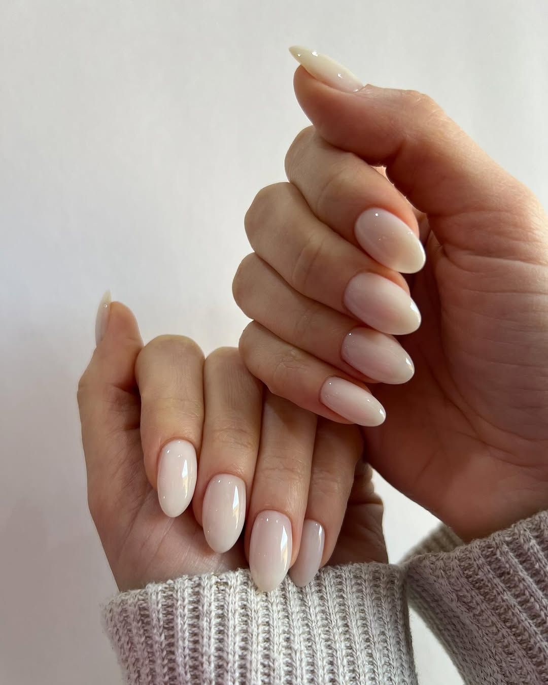 Creamy Off-White Medium Almond Nails — Winter Nail Colors for Women Over 60