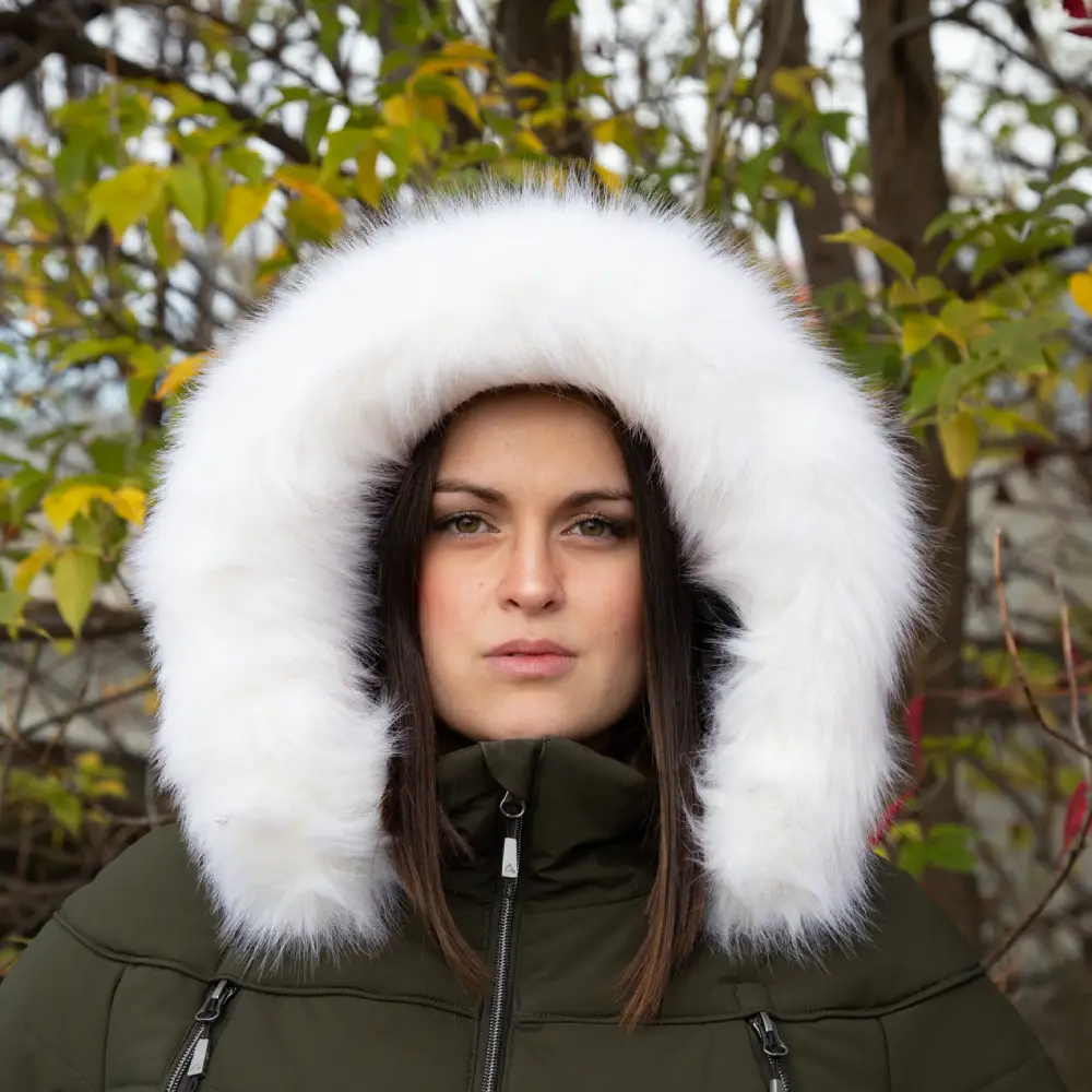 Olive Green Puffer Jacket with Oversized Faux Fur Hood for Dramatic Warmth — Winter Jackets for Women