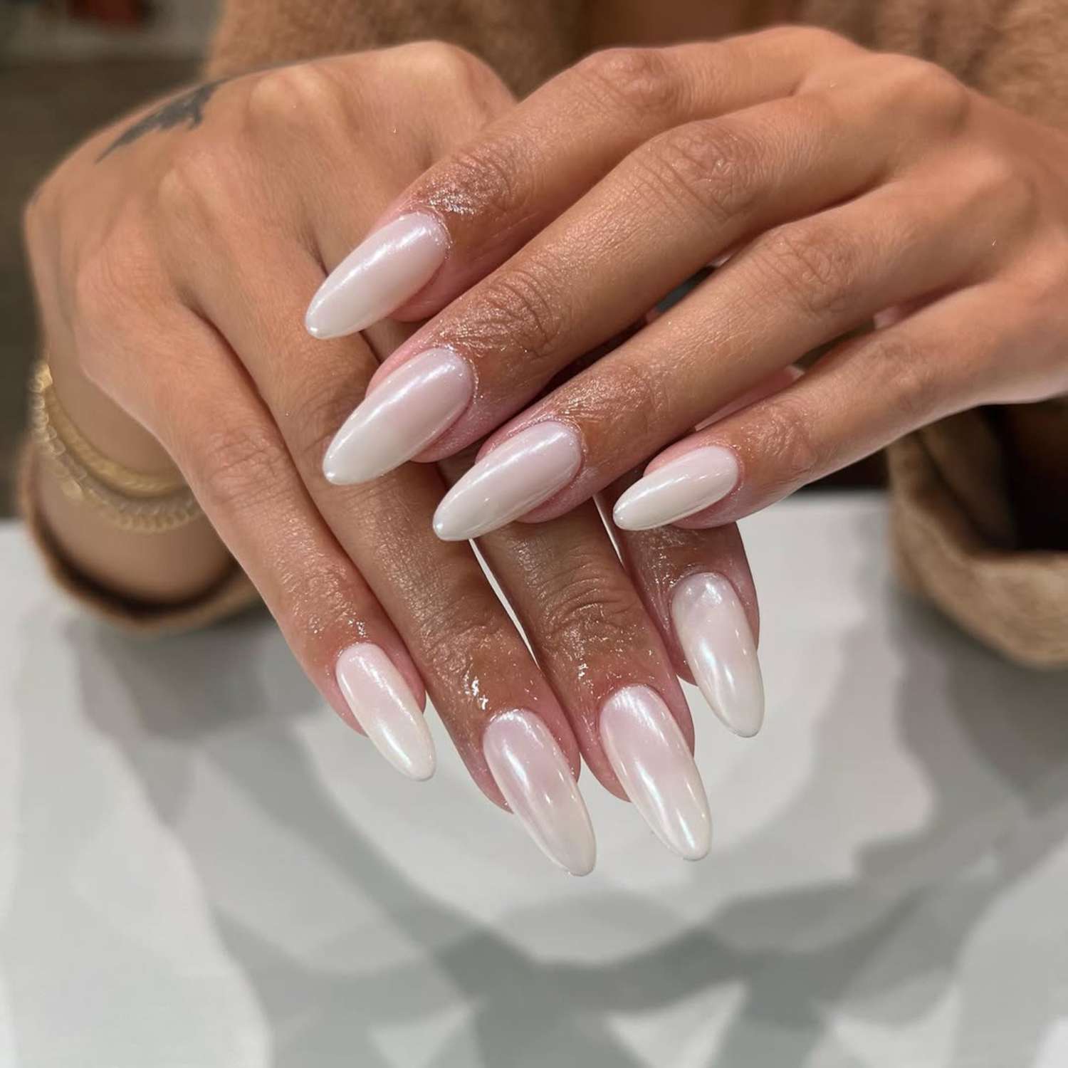 Opalescent White Stiletto Nails Opalescent White Stiletto Nails β Classy New Years Nails 2027
