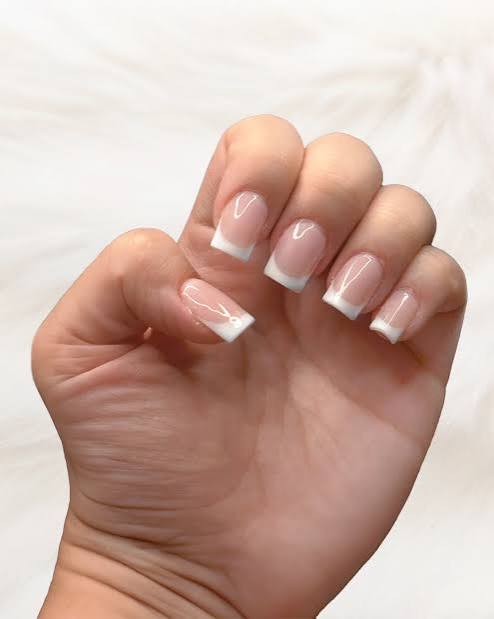 French Tips On All Nails Classic French Medium Square Nude Base French Tips On All Nails Classic French Medium Square Nude Base β New Years Square Nails 2027