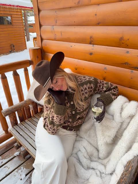 Fair Isle Cardigan and Cowboy Hat for Cozy Western — Western Winter Outfits