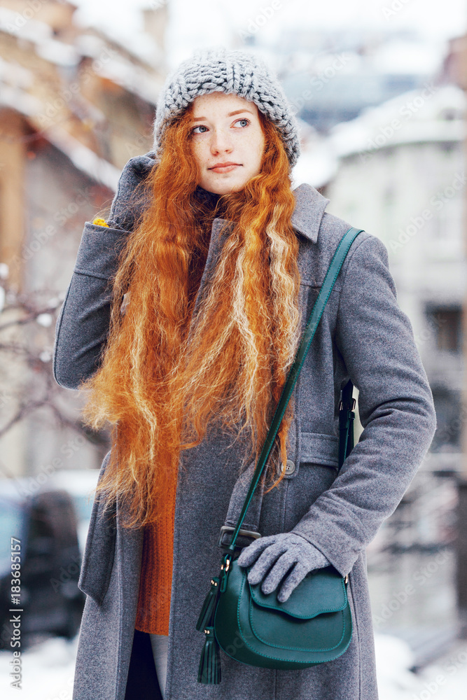 Mid-Back Length Red Fine Curls — Winter Haircuts for Curly Hair