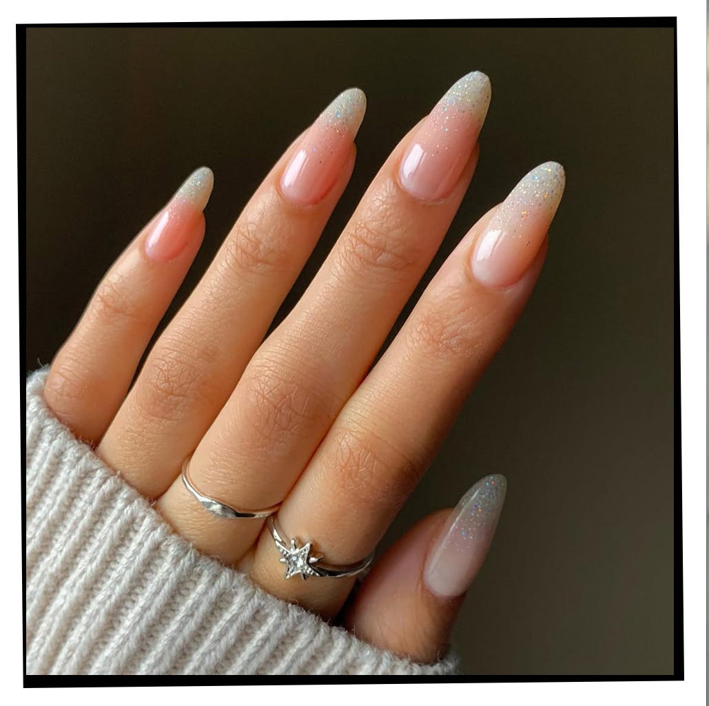Glitter Ombre Stiletto Nails Glitter Ombre Stiletto Nails β Winter Nail Trends
