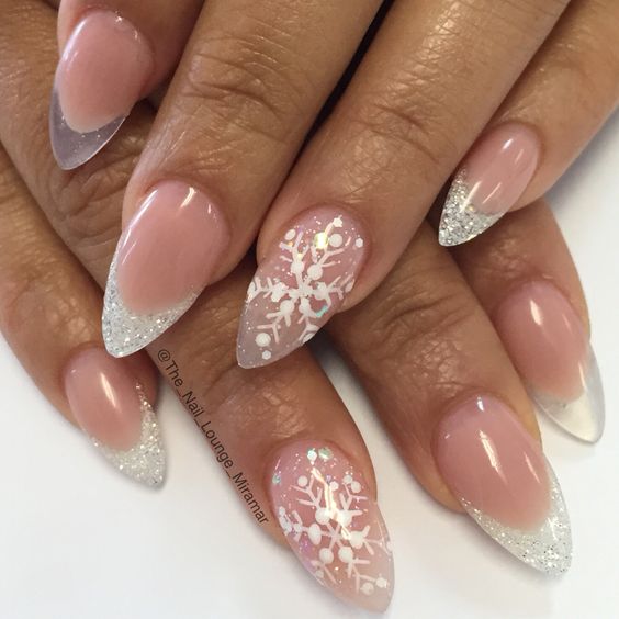 Glossy With Glitter Visual Idea Glossy With Glitter Visual Idea β Christmas Nails for Teens 2026
