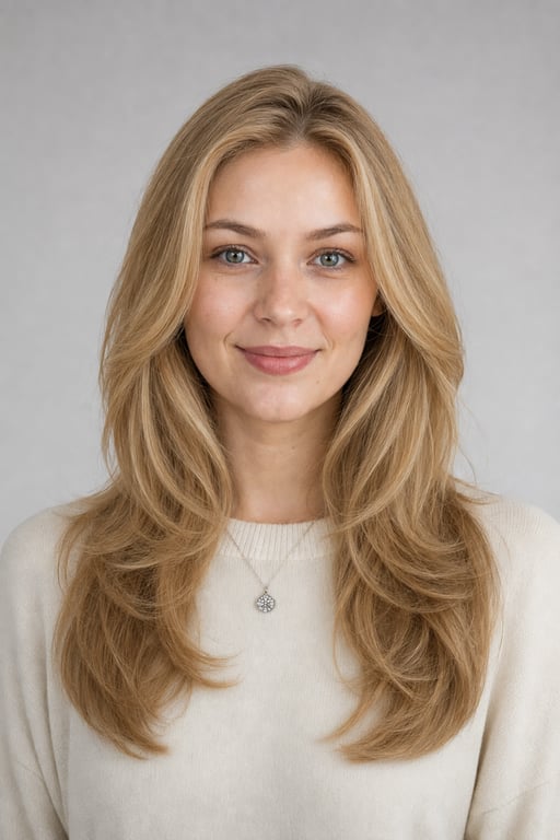 Blonde Collarbone Blowout With Face-Framing Layers Blonde Collarbone Blowout With Face-Framing Layers β Winter Natural Hairstyles