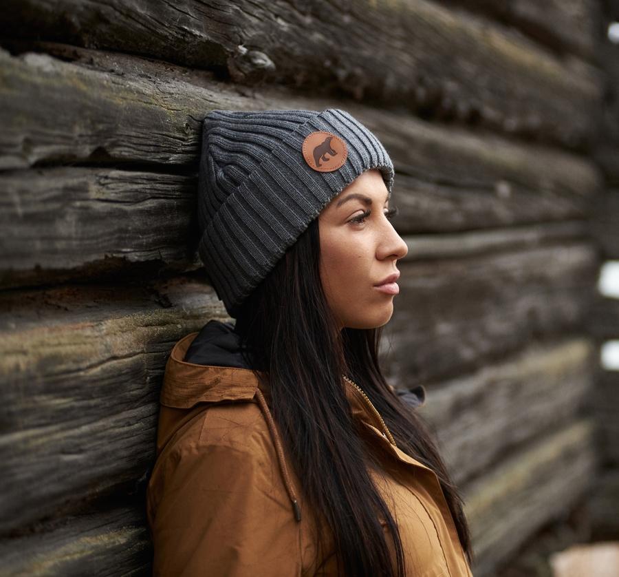 Brown Puffer Jacket with Grey Ribbed Beanie Brown Puffer Jacket with Grey Ribbed Beanie β Scandinavian Winter Outfits
