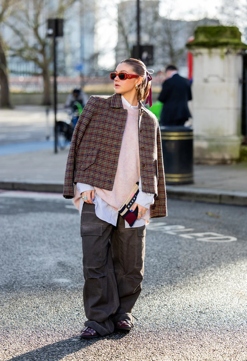 Checked Jacket and Cargo Pants: Playful European Mix — Europe Winter Outfits