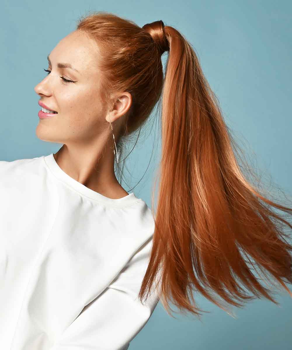 Sleek Red Ponytail — Winter Ponytail Hairstyles
