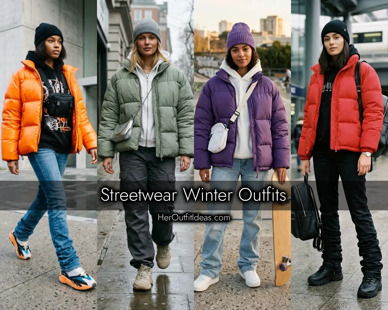 Streetwear Style with Bright Puffer Jackets — Cold Weather Outfits
