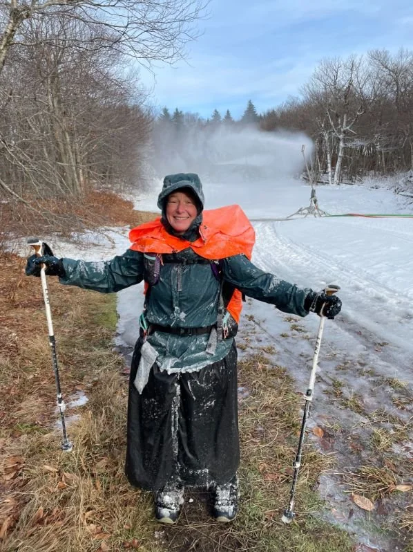 Dark Green Jacket with Orange Vest for Winter Hikes Dark Green Jacket with Orange Vest for Winter Hikes β Winter Hiking Outfits