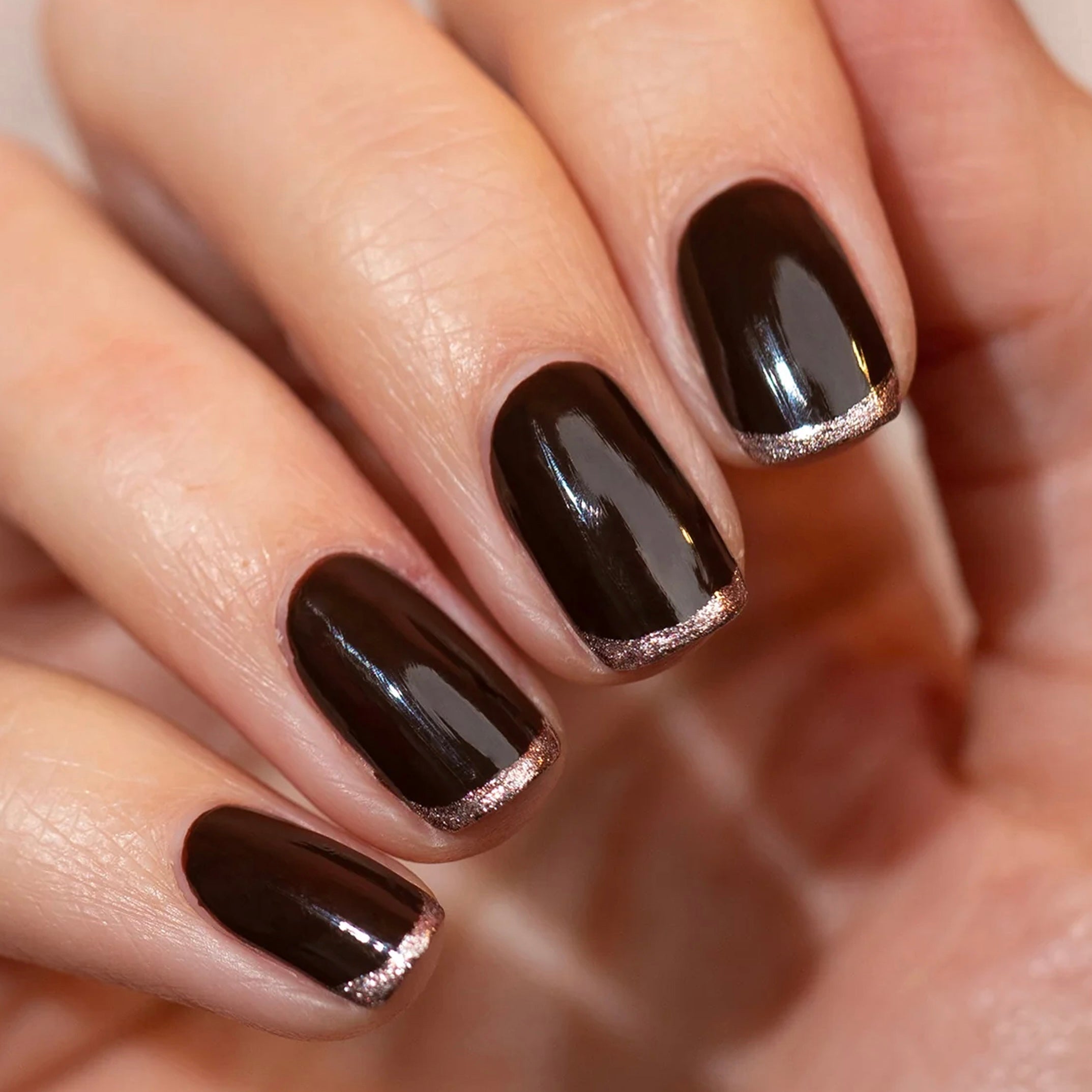Dark Brown Glitter French Tips Dark Brown Glitter French Tips β New Years Dip Powder Nails 2027