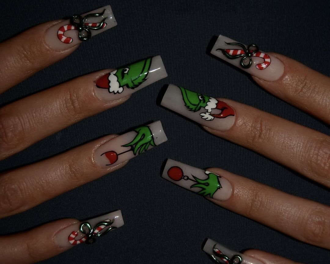 Extra-Long Coffin Grinch Art And Stripes Extra-Long Coffin Grinch Art And Stripes β Grinch Nails 2026
