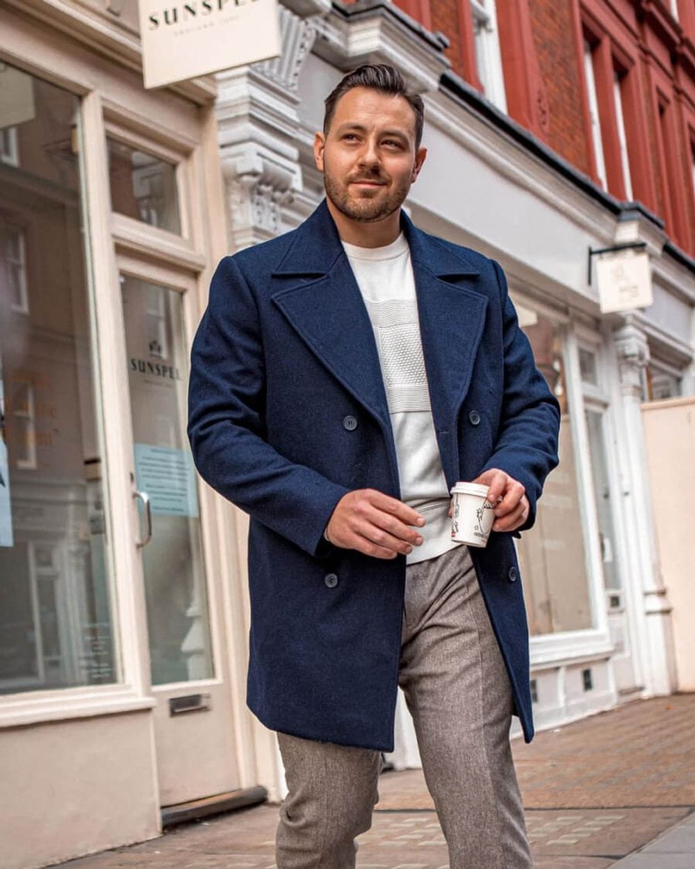 Navy Wool Peacoat with Textured Sweater and Slacks Navy Wool Peacoat with Textured Sweater and Slacks β Peacoat Outfits