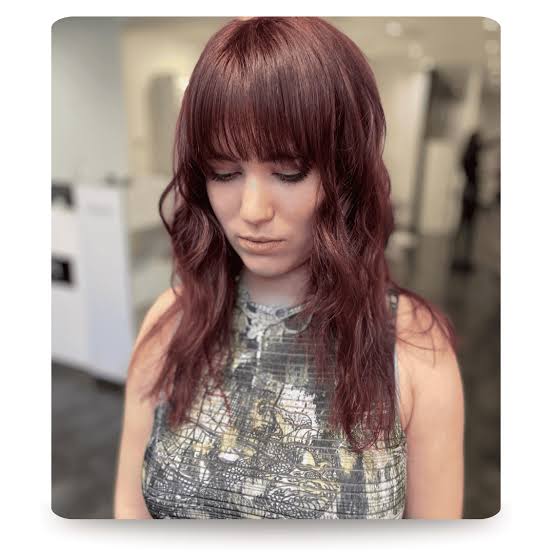 Burgundy Hair With Full Bangs — Burgundy Hair Color