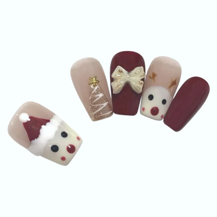 Deep Red Magnetic Cat-Eye Oval Nails Deep Red Magnetic Cat-Eye Oval Nails β Short Christmas Coffin Nails 2026