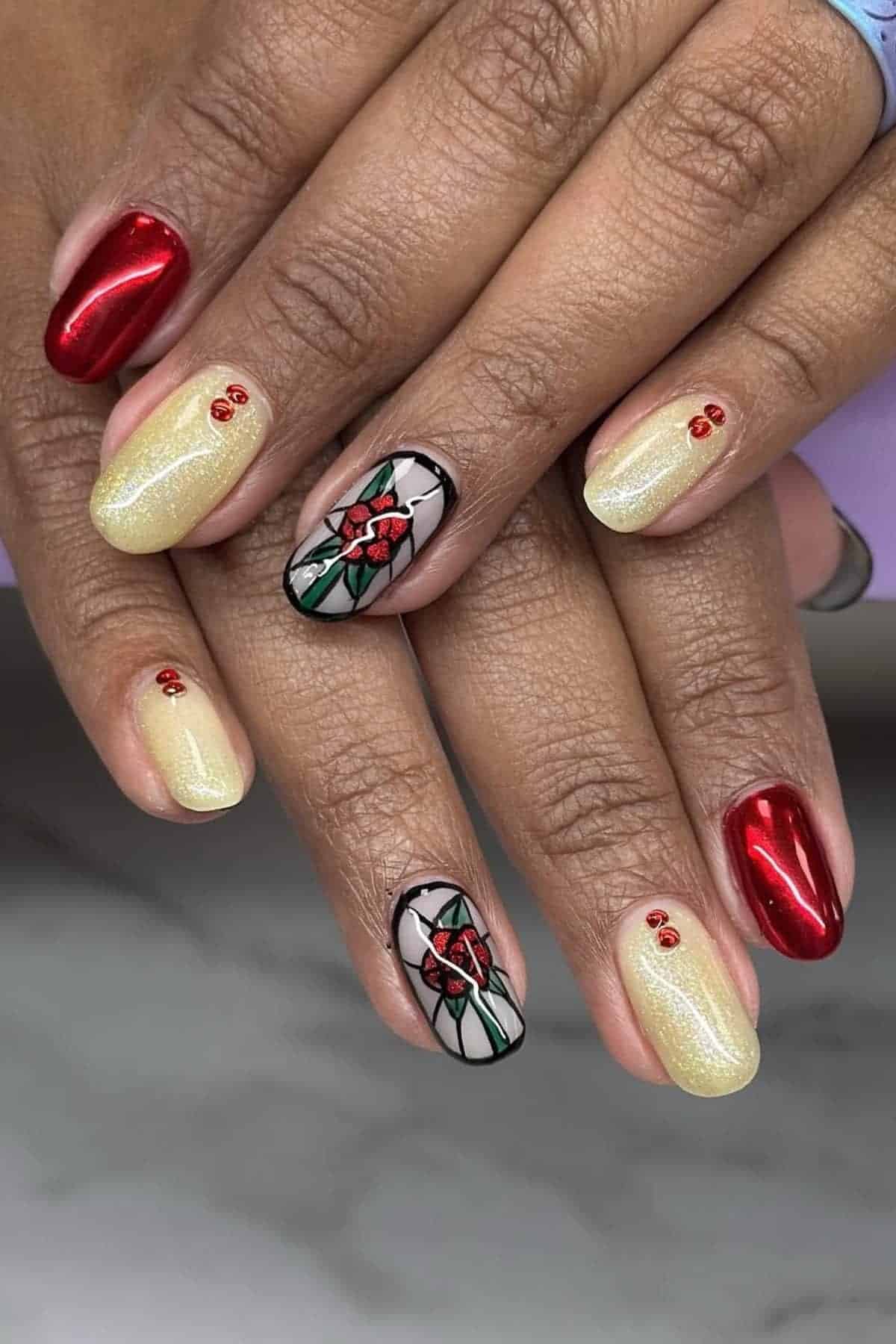Metallic Glossy Visual Idea Metallic Glossy Visual Idea β Disney Christmas Nails 2026