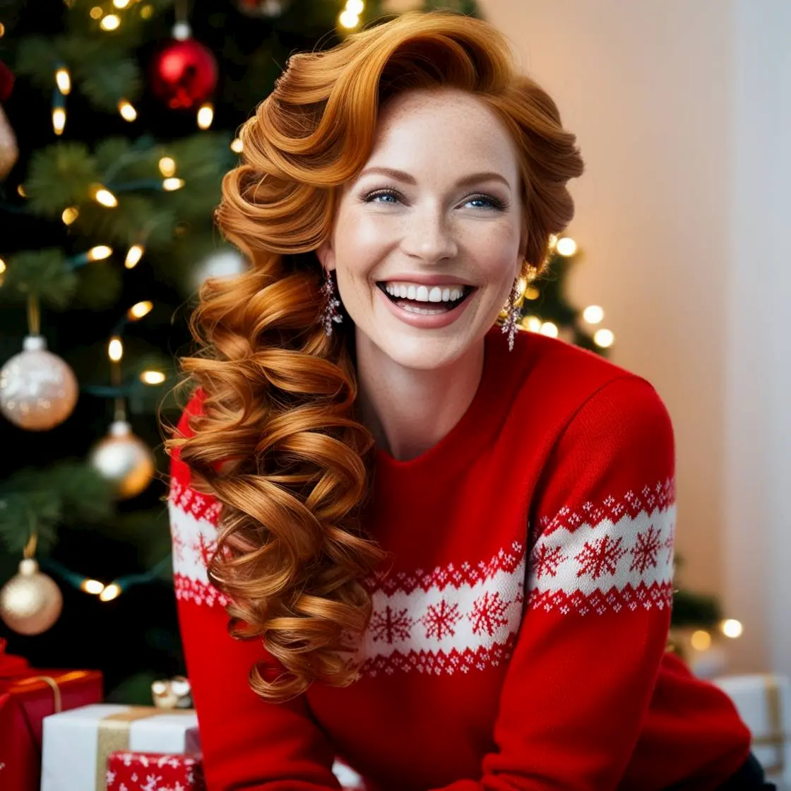 Vibrant Copper Red Visual Idea — Winter Date Night Hairstyles