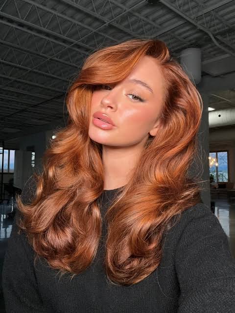 Deep Auburn Voluminous Curls With Side Bangs Deep Auburn Voluminous Curls With Side Bangs β Winter Hair Colors for Redheads