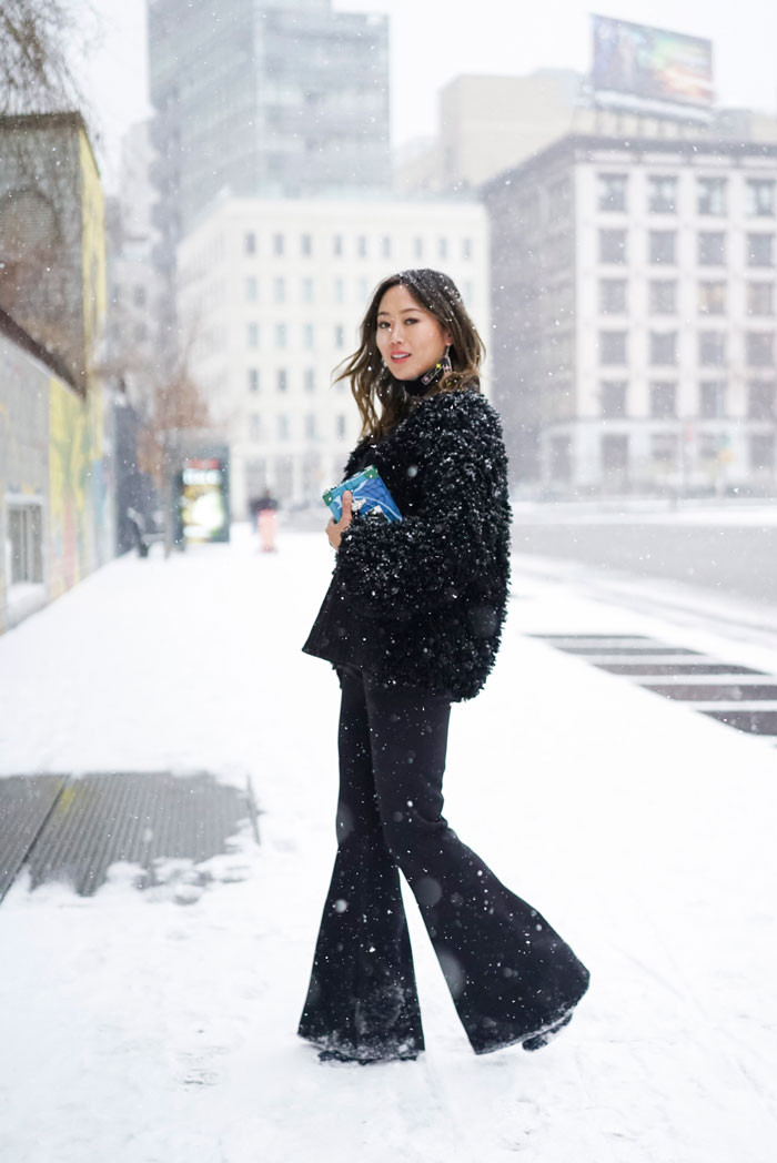 Textured Black Coat and Trousers for Monochromatic Chic Textured Black Coat and Trousers for Monochromatic Chic β Warm Winter Outfits