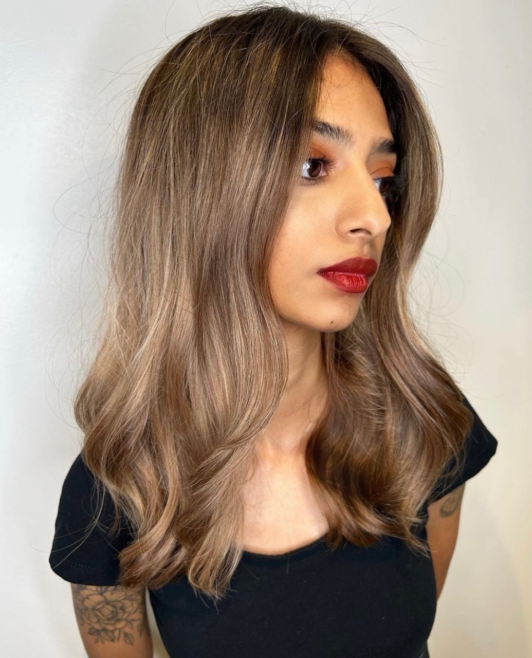 Cool-Toned Brown With Ash Blonde Balayage Cool-Toned Brown With Ash Blonde Balayage β Mushroom Brown Hair