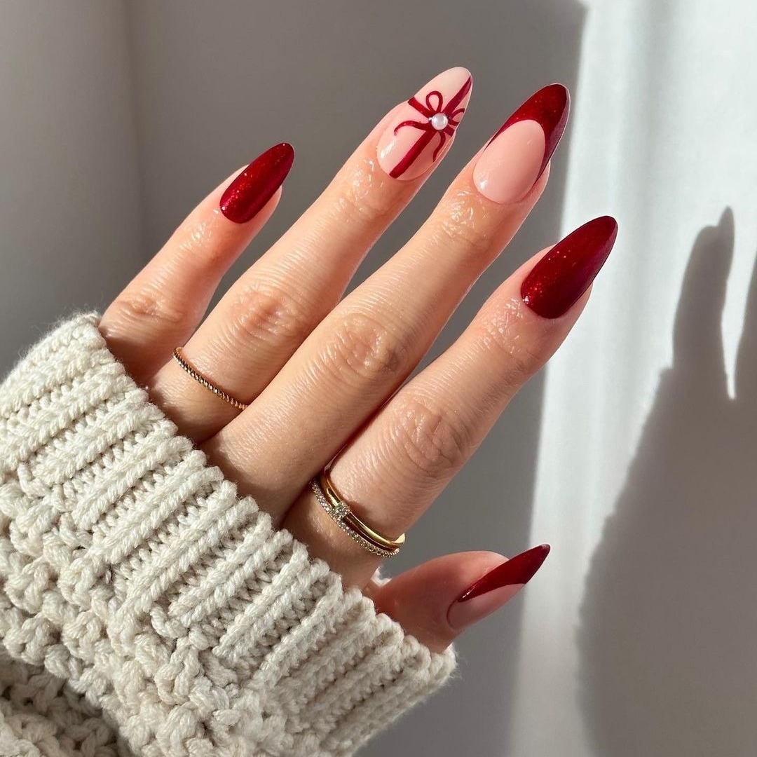 Olive Green Christmas Tree Stilettos Olive Green Christmas Tree Stilettos β Simple Christmas Nails 2026