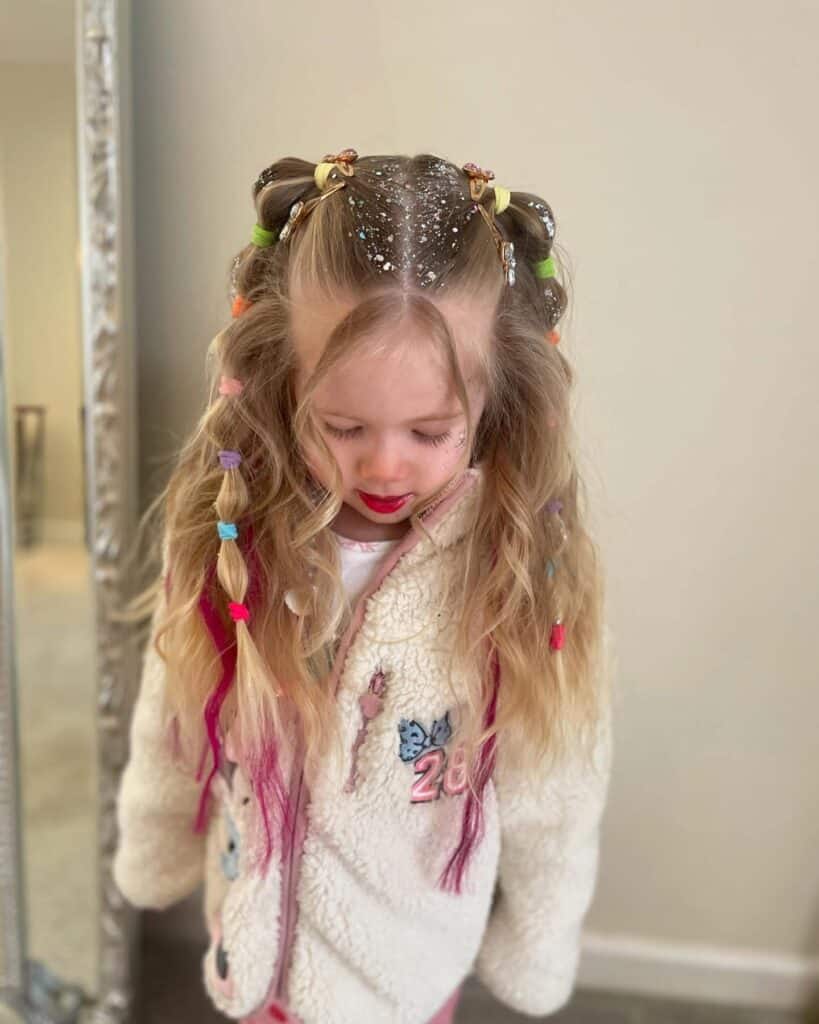 Beaded Blonde Pigtails and Twists Beaded Blonde Pigtails and Twists β Winter Hairstyles for Kids