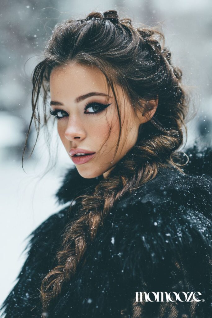Wavy Dark Brown Side-Swept Braid Wavy Dark Brown Side-Swept Braid β Winter Braided Hairstyles