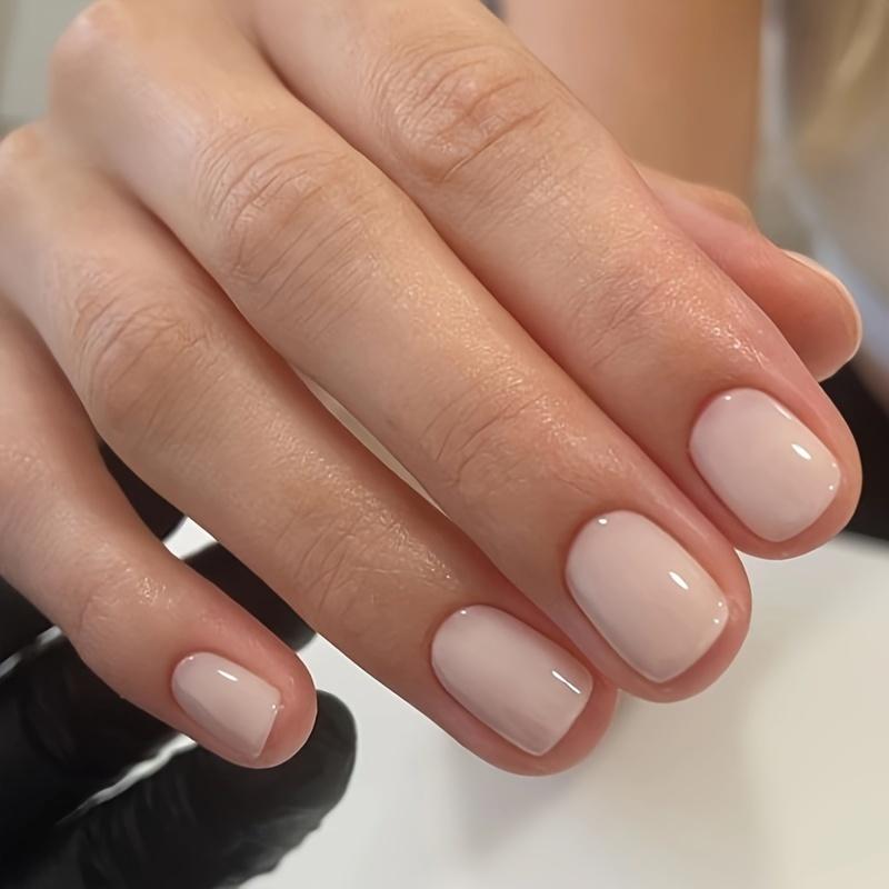 Light Nude Pink Glossy Nails Light Nude Pink Glossy Nails β Short Winter Square Nails