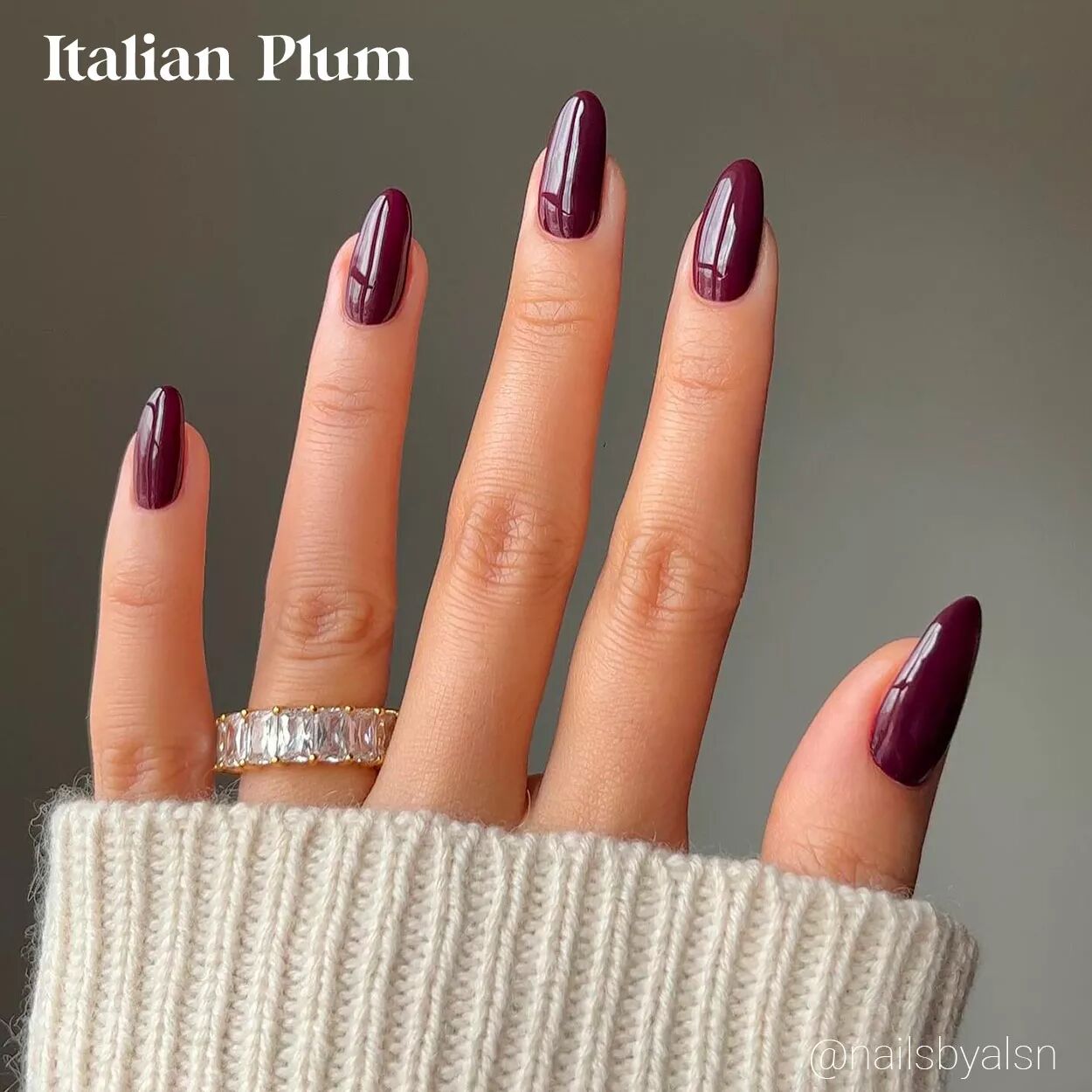 Deep Plum Glossy Stiletto Nails — Aesthetic Winter Nails