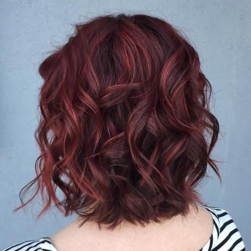Burgundy Angled Bob — Winter Hair Colors for Short Hair