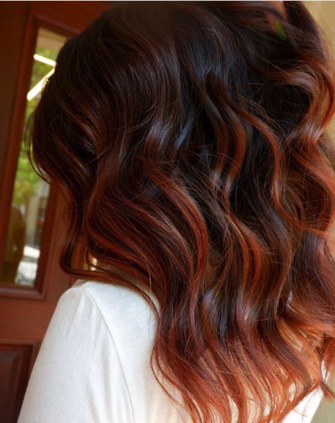 Dark Brown With Copper Red Balayage — Winter Hair Colors for Brown Eyes
