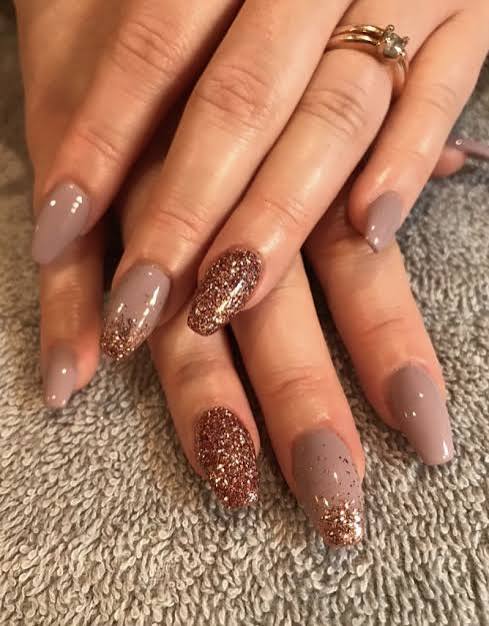 Long Stiletto Matte Dusty Rose Glitter Accent — Winter Wedding Guest Nails
