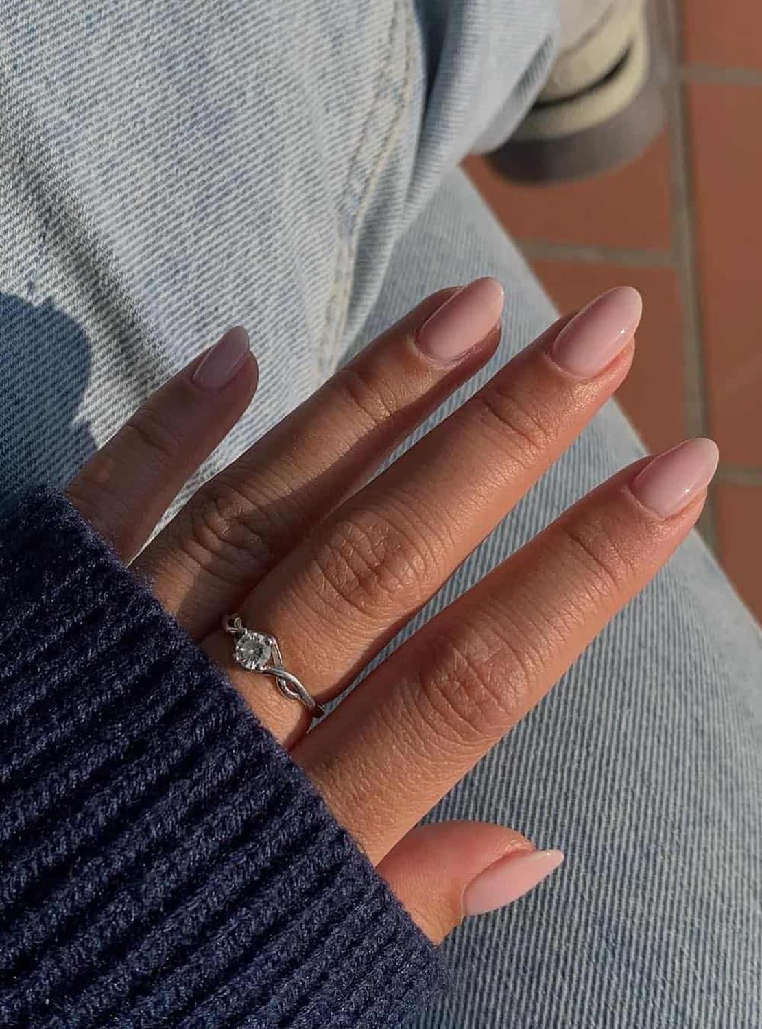 Pale Pink Glossy Medium Oval Nails — Winter Nails for Teens