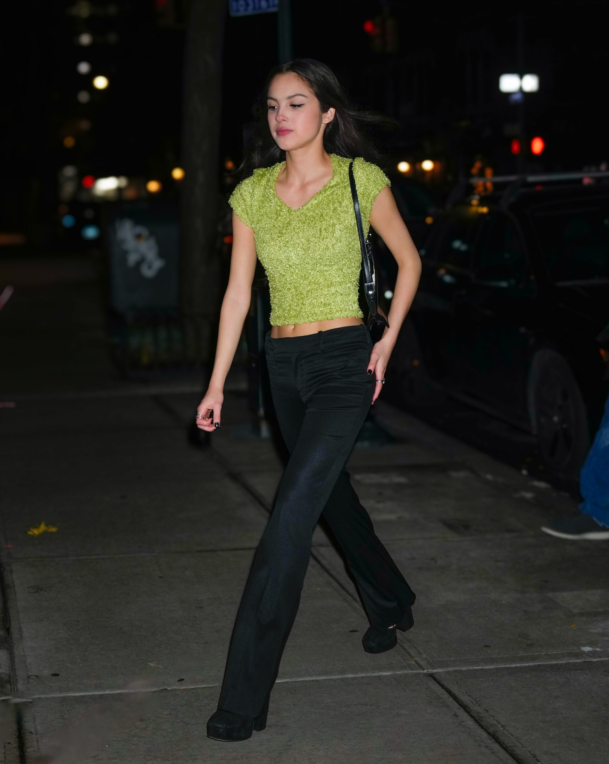 Fuzzy Cropped Top with Flared Trousers for a Night Out Fuzzy Cropped Top with Flared Trousers for a Night Out β Y2K Winter Outfits