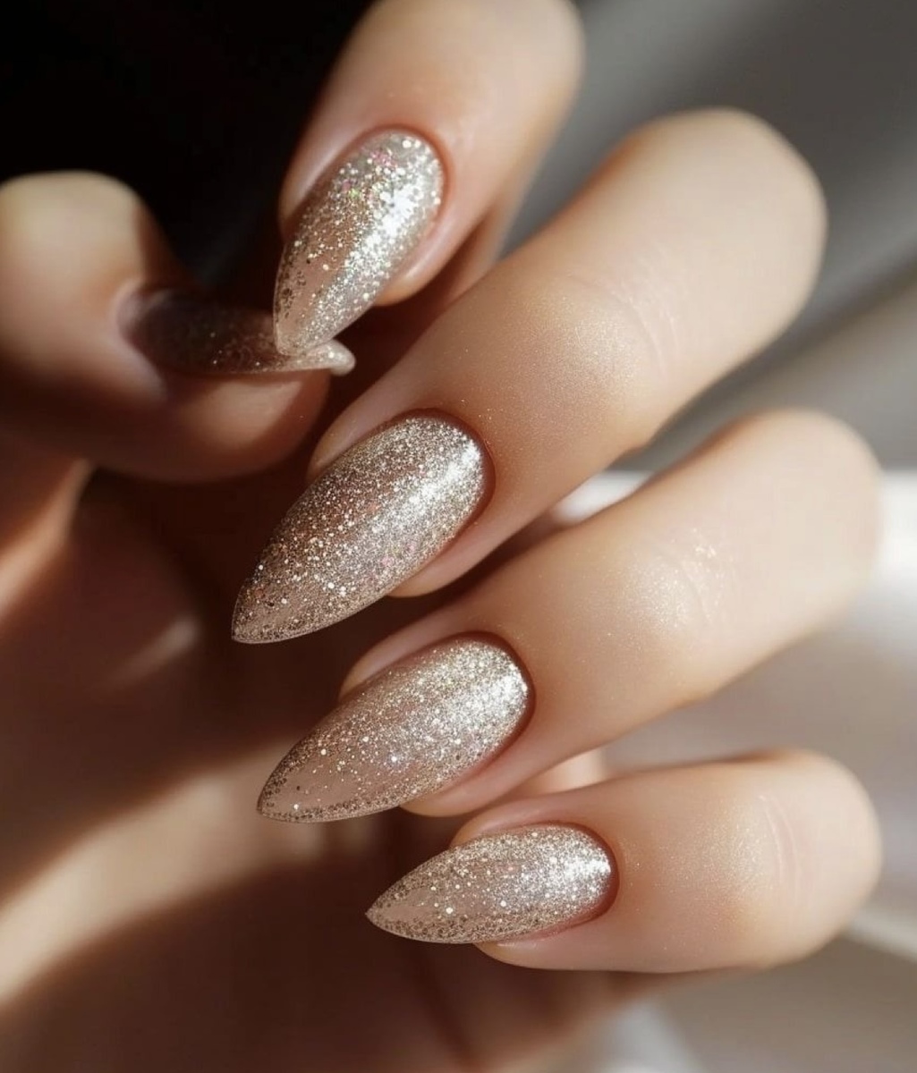 Geometric Glitter French Tips Geometric Glitter French Tips β Long Winter Nails