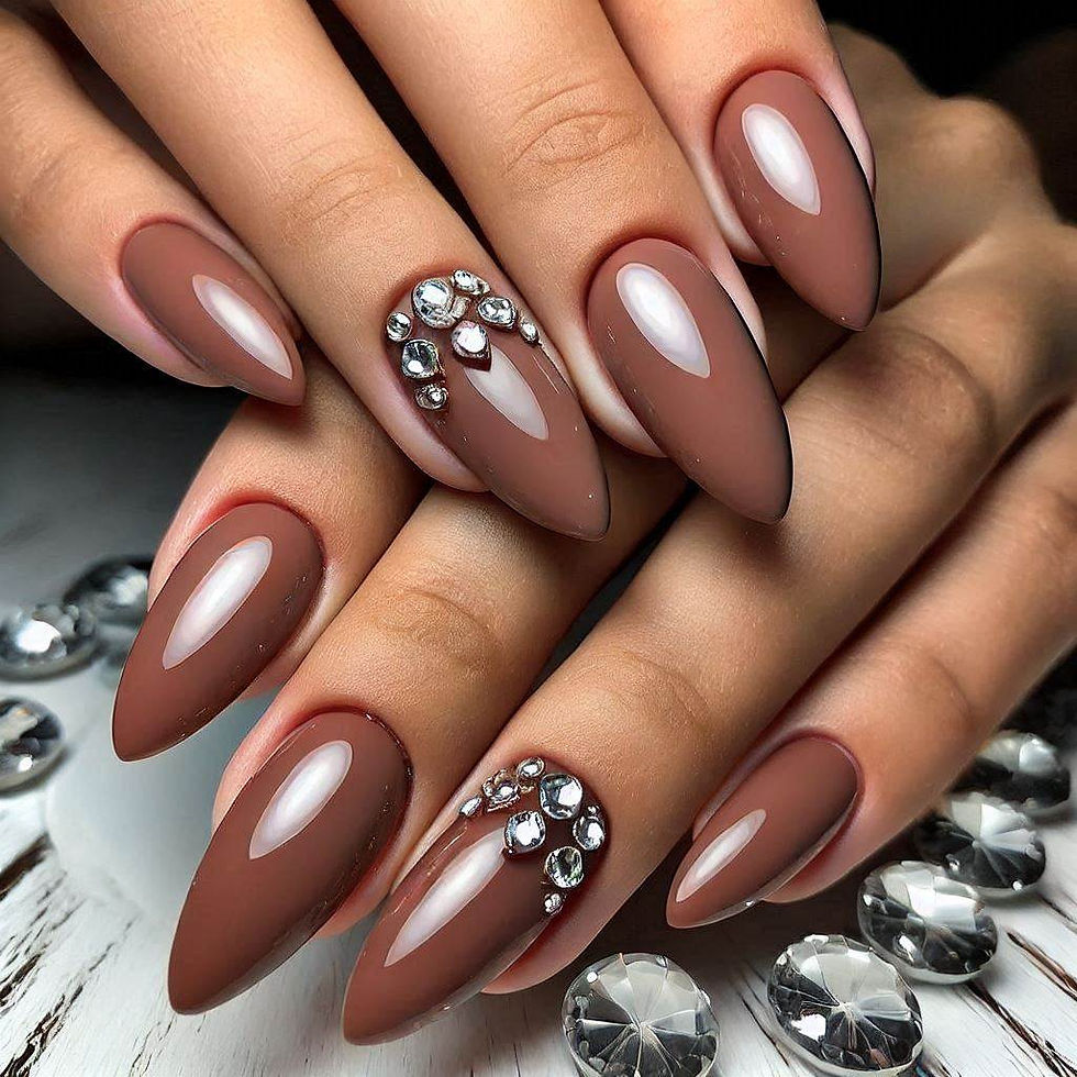 Medium Brown Rhinestone Clusters Medium Brown Rhinestone Clusters β Winter Rhinestone Nails