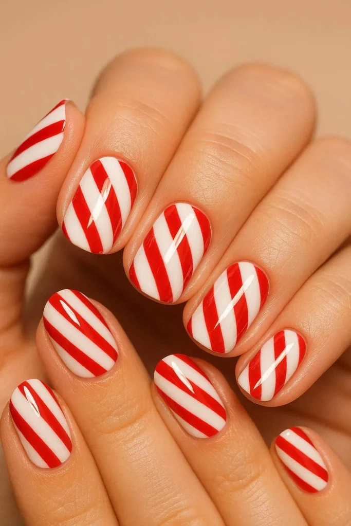Diagonal Stripes On All Nails Visual Idea Diagonal Stripes On All Nails Visual Idea β Short Christmas Square Nails 2026