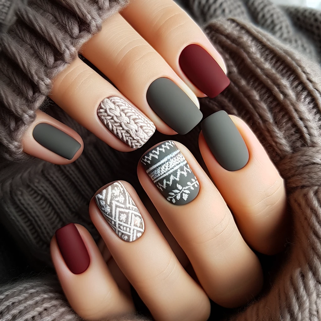 Both Hands Close-Up Visual Idea — Cozy Winter Nails