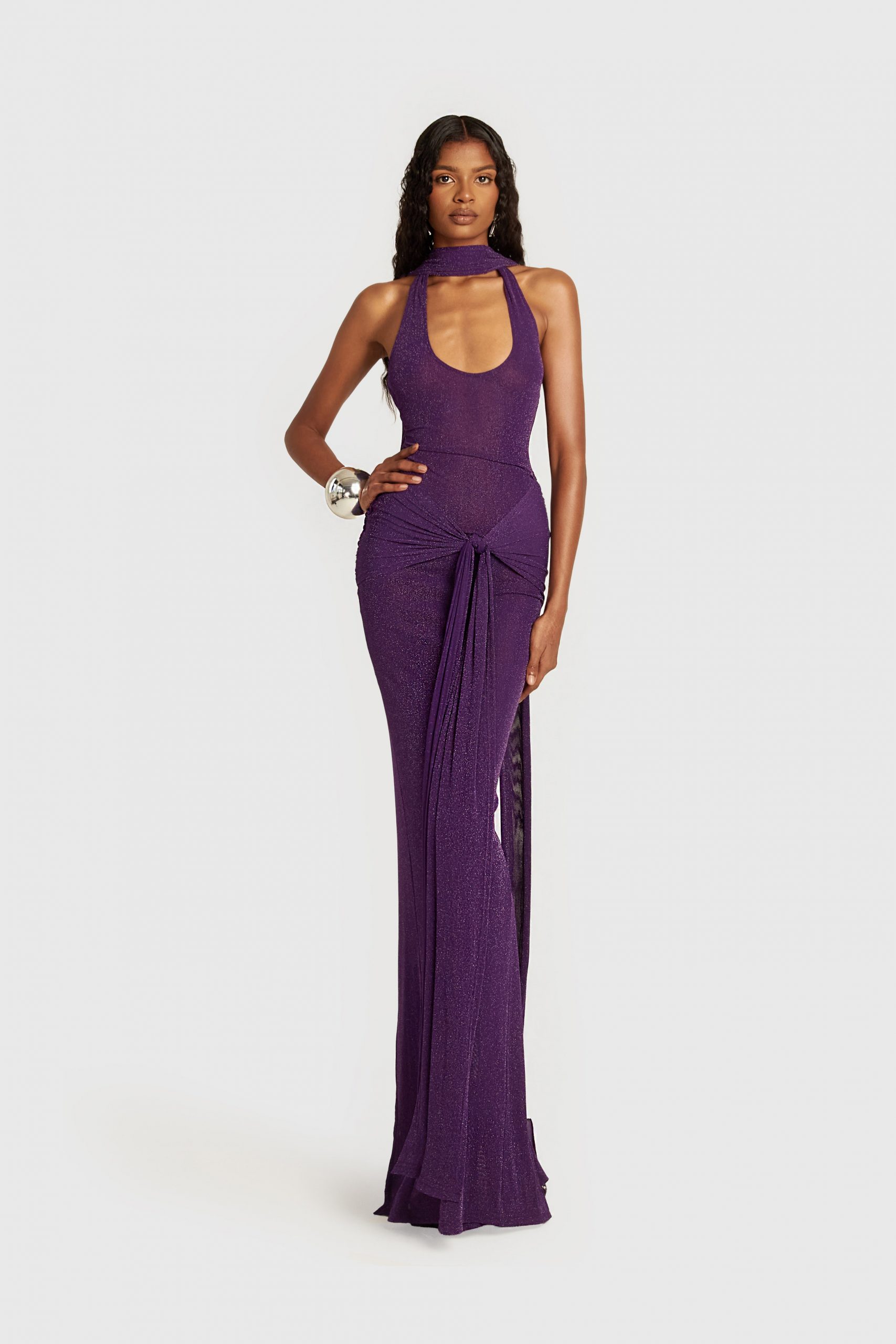 Sparkly Knit Maxi Dress with Halter Neckline Sparkly Knit Maxi Dress with Halter Neckline β Royal Purple Outfits
