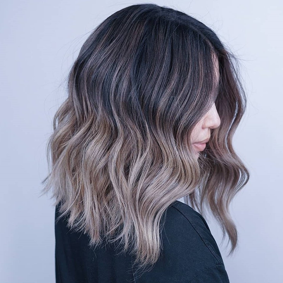 Mushroom Brown Lob With Ash Blonde — Low Maintenance Winter Hair Colors