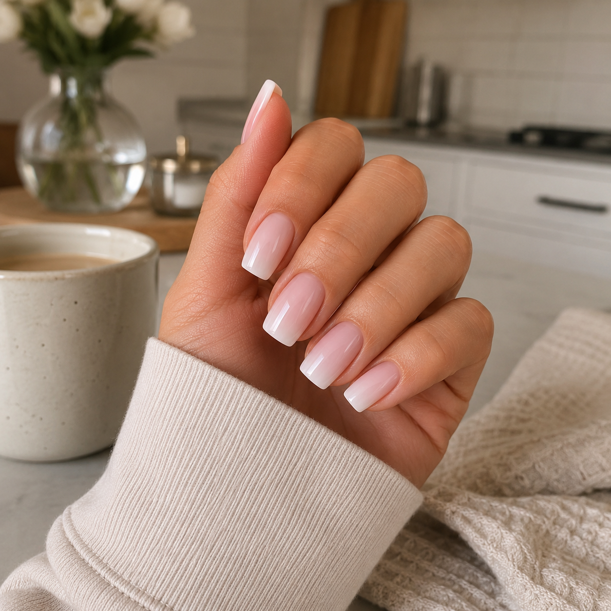 Baby Boomer Ombr On All Nails Visual Idea — Natural Winter Nails