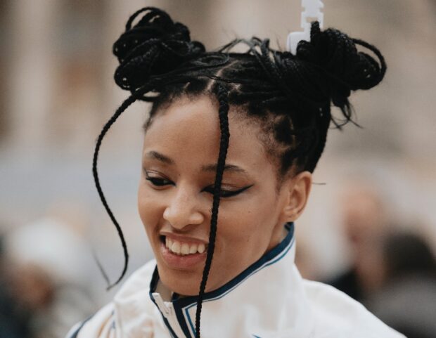 Black Double Braided Buns — Winter Updos