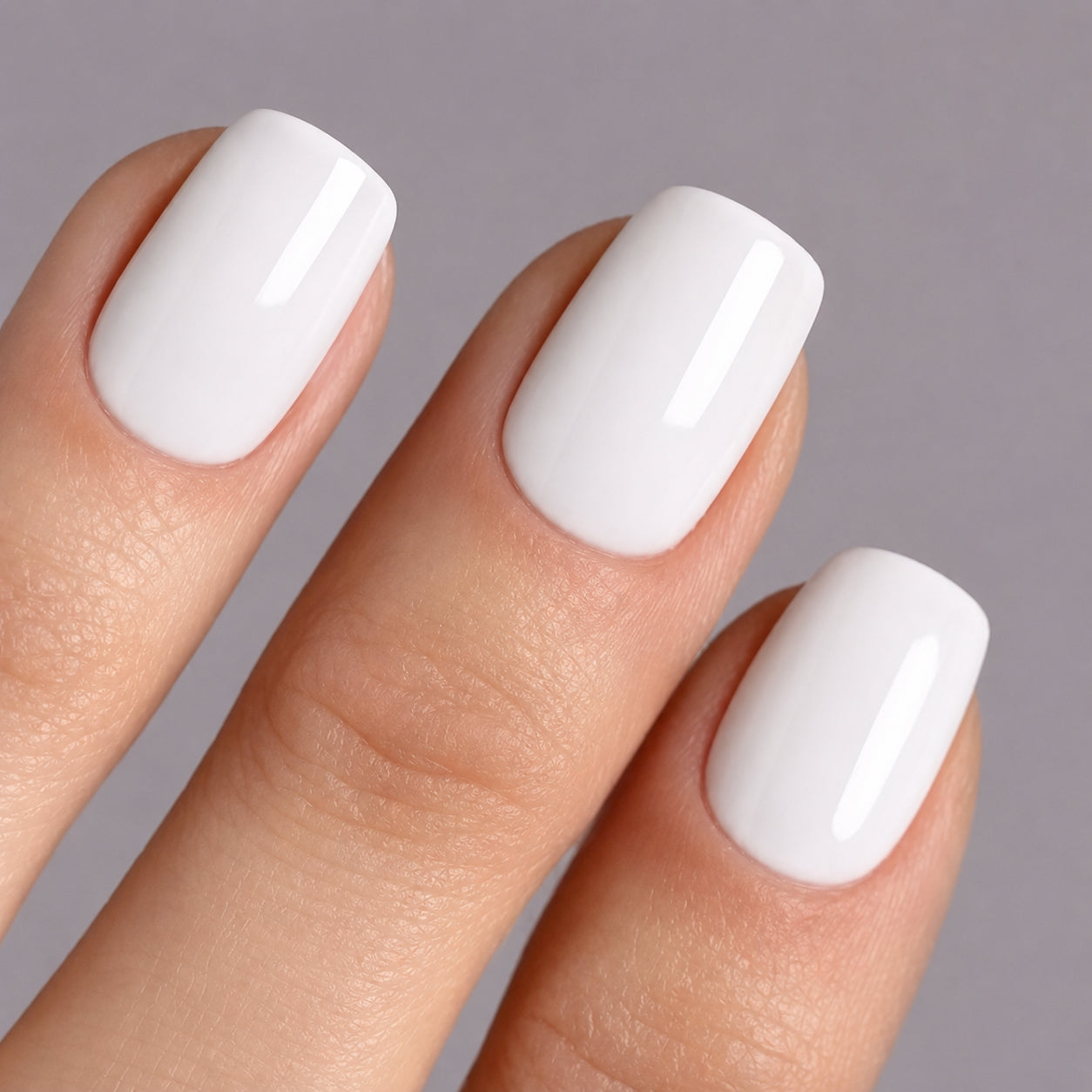 Minimalist Glossy White Squares — Winter White Nails