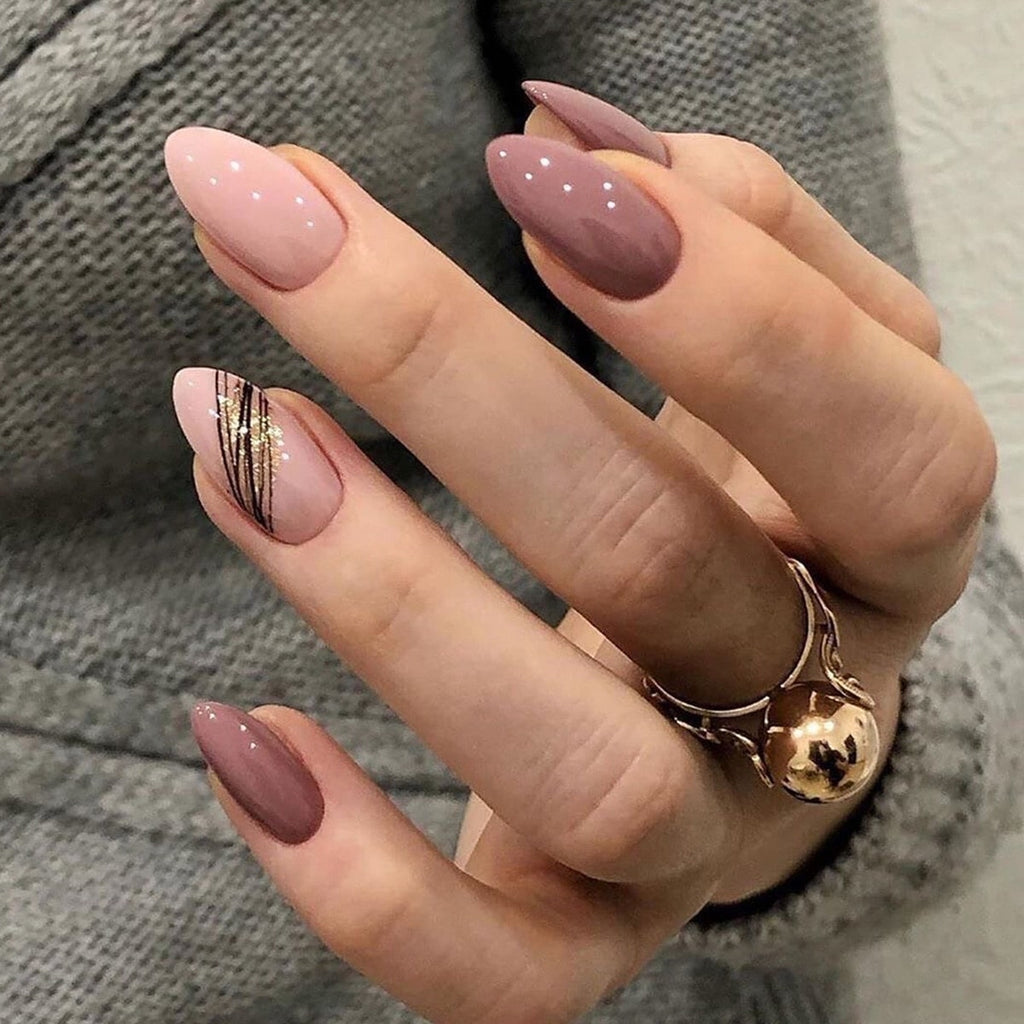 Dusty Rose And Geometric Winter Nails Dusty Rose And Geometric Winter Nails β Medium Winter Almond Nails